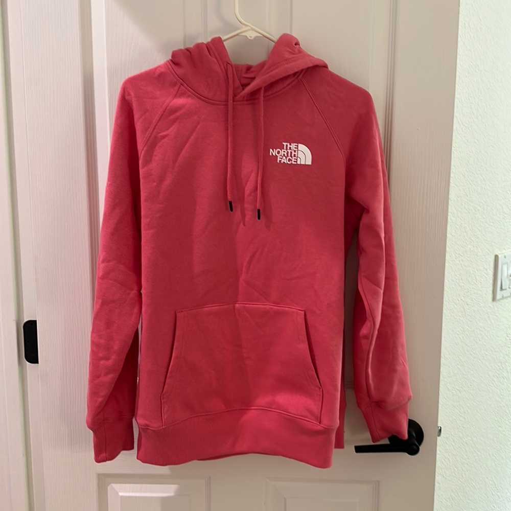 North Face Pink Hooded Sweatshirt - Medium